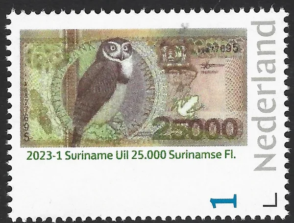 Netherlands 2023-1 Banknote: Suriname owl 25,000 SFL MNH