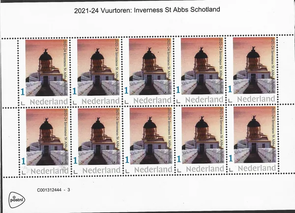Netherlands 2021-24 Lighthouse Inverness St Abbs Scotland sheet postage stamp/MNH