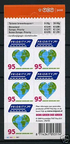 V2622 Buiten Europa priority vel/sheetlet 2009