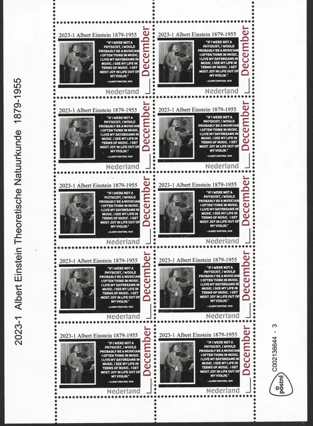 Netherlands 2023-1 Albert Einstein 1879-1955 sheet MNH