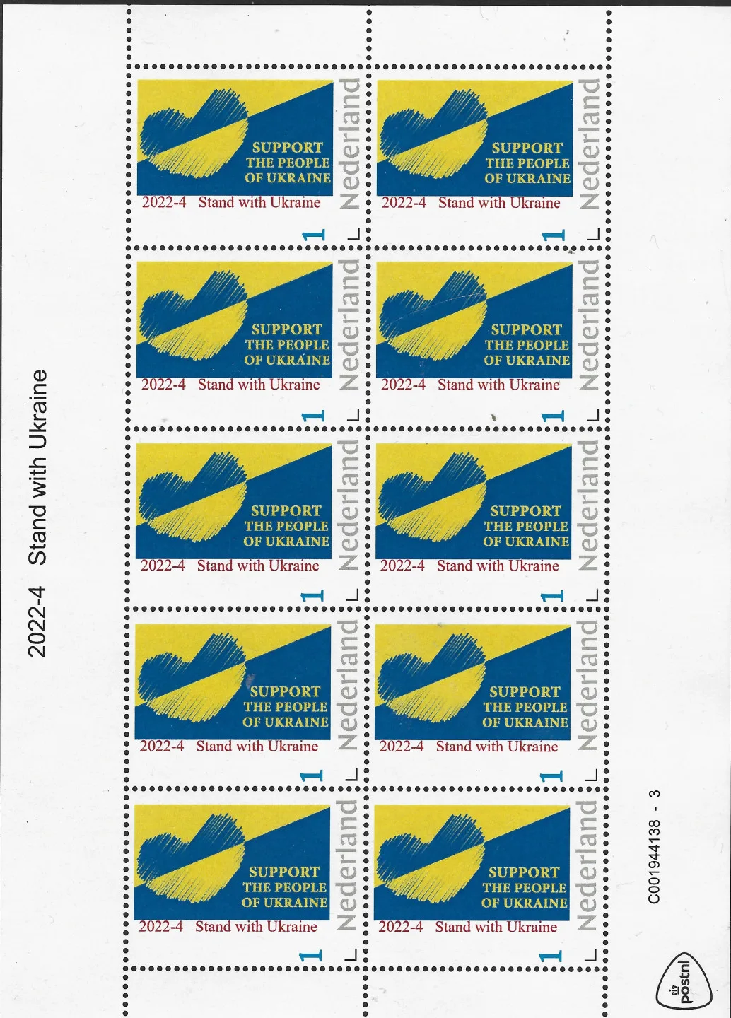Niederlande 2022-4 Stand with Ukraine vel-sheetlet postfrisch/mnh