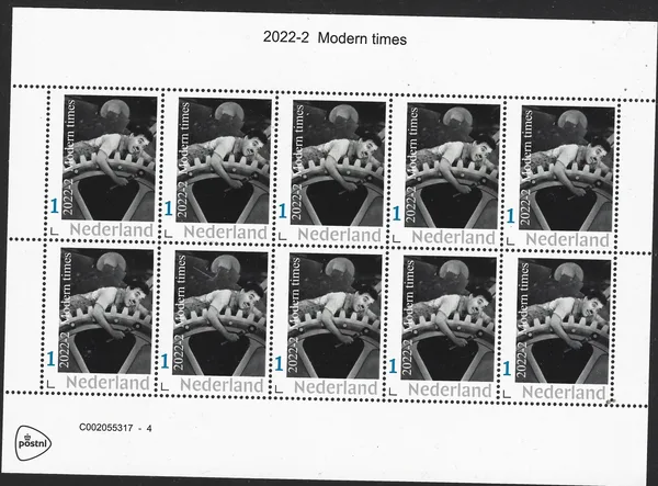 Netherlands 2022-2 Charlie Chaplin Modern Times sheetlet MNH