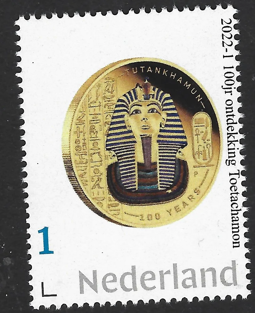 Niederlande 2022-100jr Tutanchamun Australien Münze auf Briefmarke postfrisch/mnh
