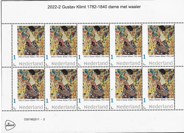 Nederland 2022-2 Gustav klmt 1782-1840 dame met waaier vel-sheetlet postfris/mnh