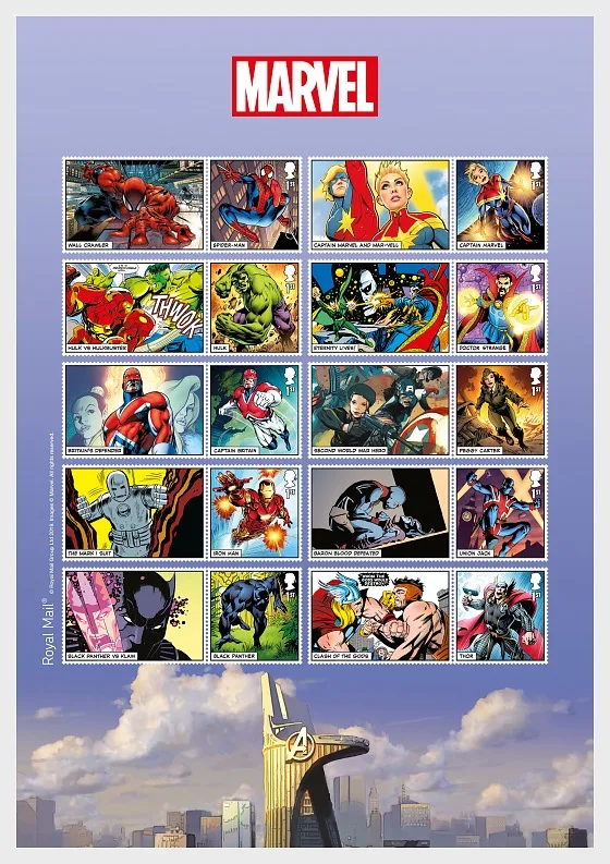 Großbritannien 2019 Marvel Comics Smilervel/Smilersheet postfrisch/mnh