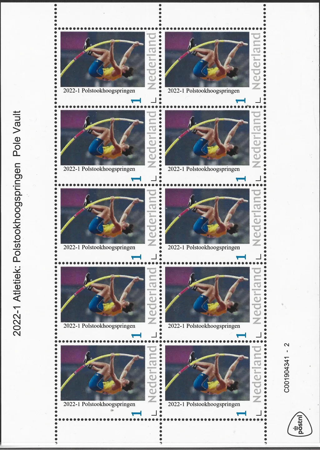 Pays-Bas 2022-1 Athlétisme Saut à la perche - Pole Vault feuillet neuf/mnh