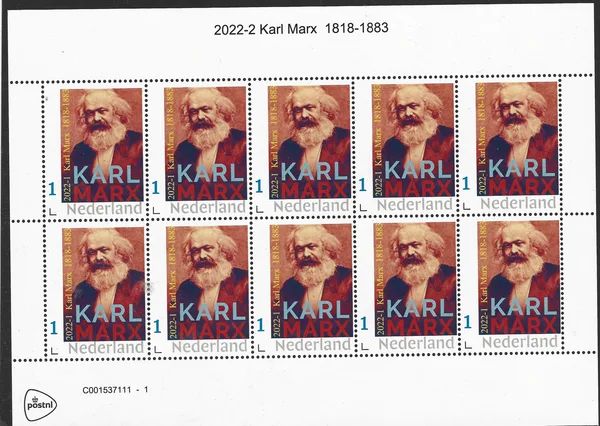 Nederland 2022-1 Karl Marx 1818-1883 vel-sheetlet postfris/mnh