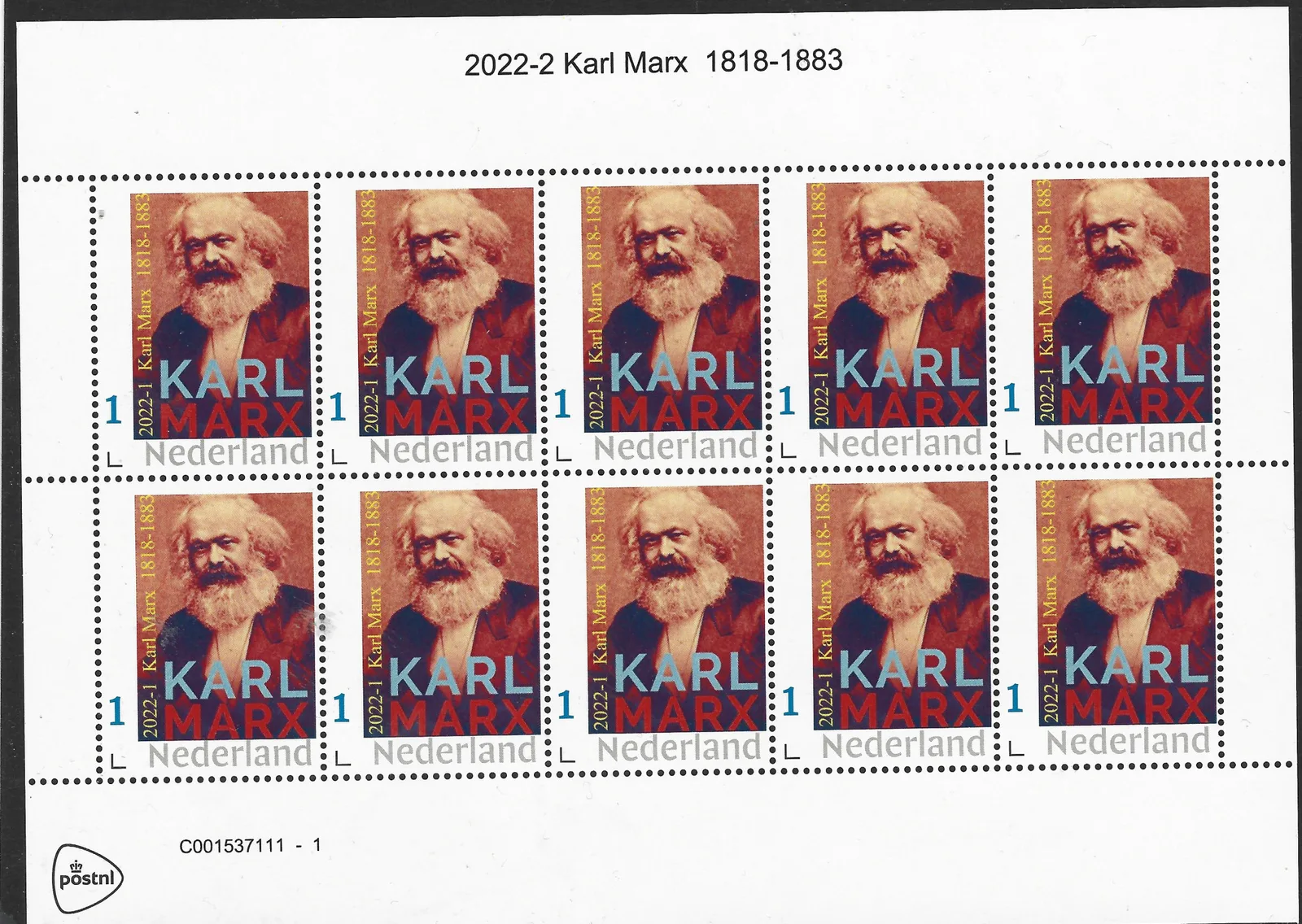Niederlande 2022-1 Karl Marx 1818-1883 Bogen/Kleinbogen postfrisch/mnh