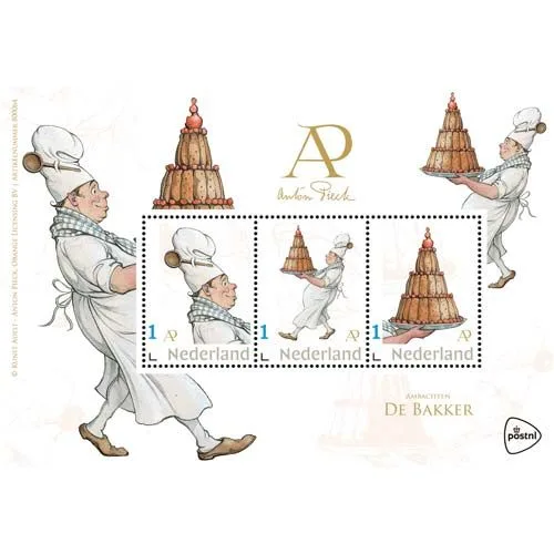 Netherlands 2021 Anton Pieck 4 The baker block m/s MNH