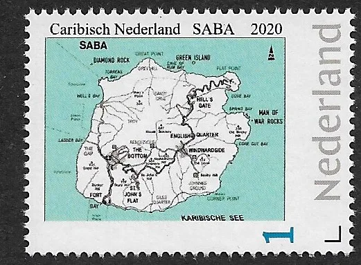Nederland 2020 Caribisch Nederland Saba landkaart map postfris/mnh
