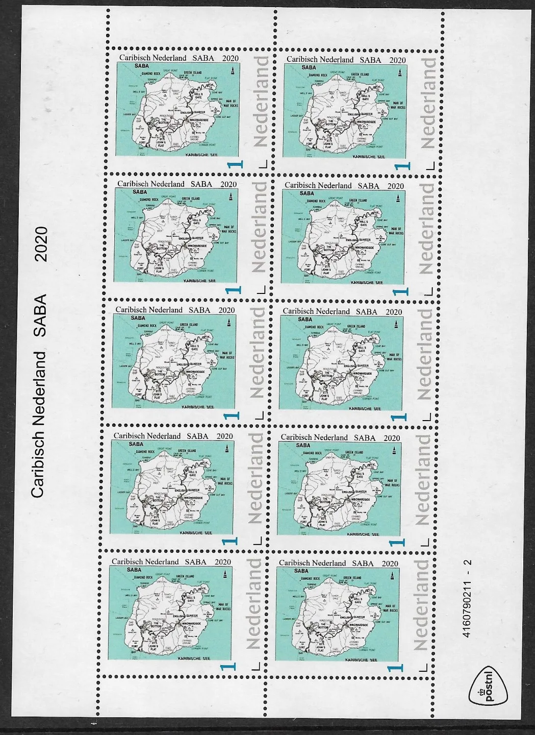Niederlande 2020 Karibische Niederlande Saba Landkarte Markenheftchen postfrisch/mnh