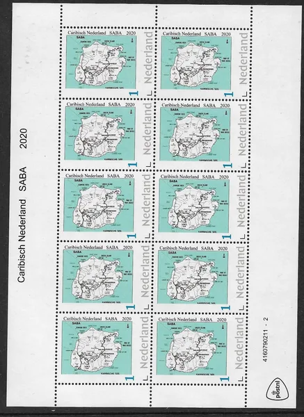 Netherlands 2020 Caribbean Netherlands Saba map sheet MNH