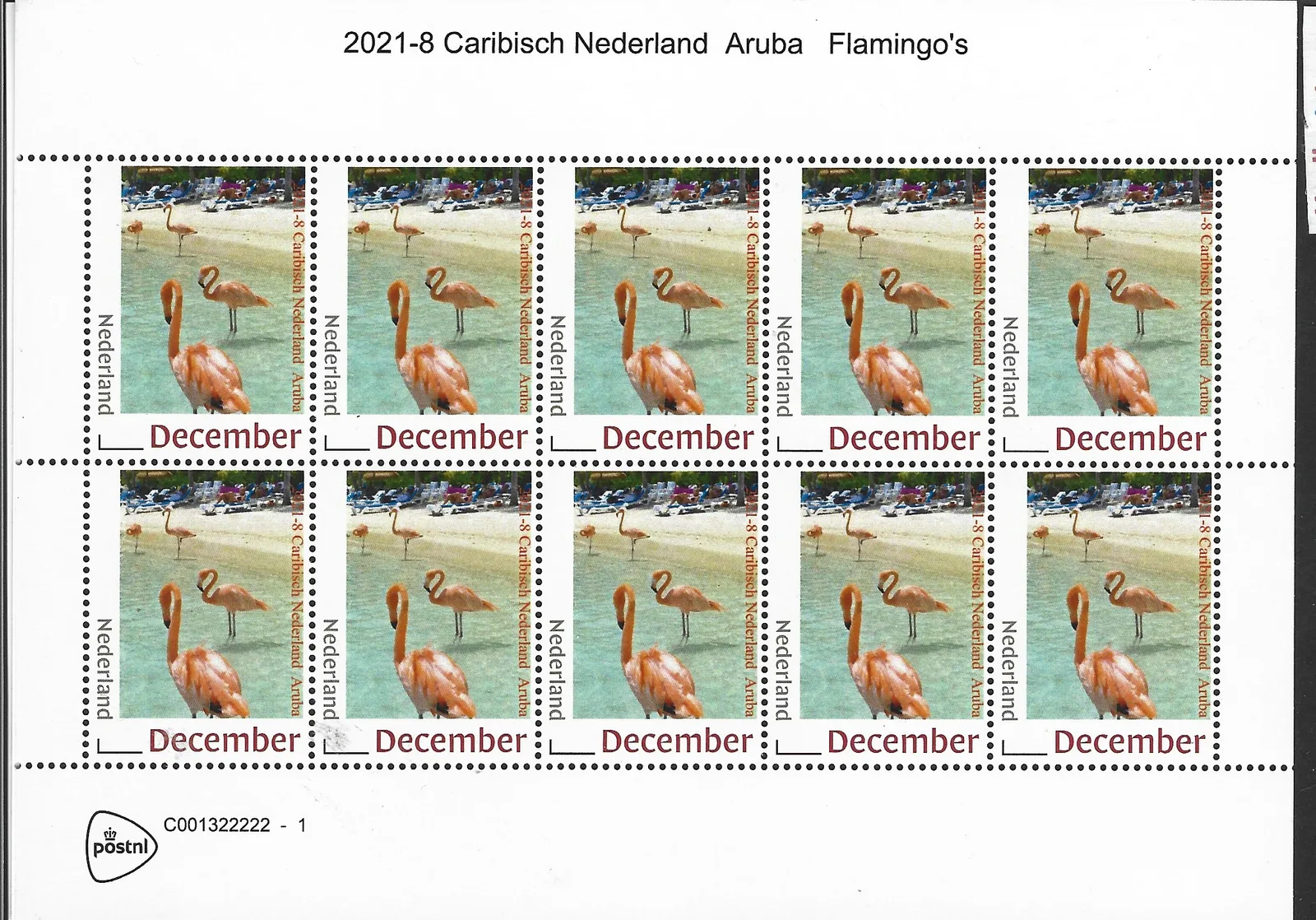 Niederlande 2021-8 Karibisches Niederland Aruba Flamingo Bogen postfrisch/mnh