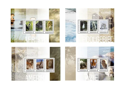 Nederland 2013 zoogdieren animals 4 velletjes postfris/mnh