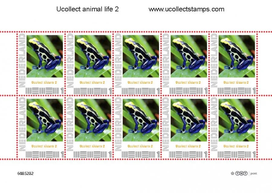 Ucollect Animal life 2 poison dart frog sheet of 10 MNH