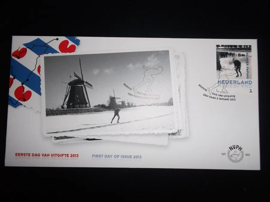Netherlands fdc 664 Reinier Paping Elfstedentocht 1963 Skating 2013