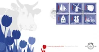 Netherlands FDC 689 a and b Dutch icons tulip windmill bicycle 2014