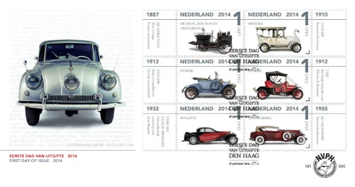 Nederland FDC 690 a en b Museum Louwman oude auto´s old cards 2014