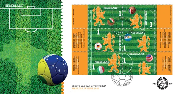 Netherlands FDC 696 a and b World Championships Soccer 2014
