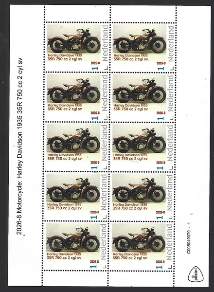 Netherlands 2026-8 Motorcycle: Harley Davidson 35R 705cc 1935 SHEET MNH