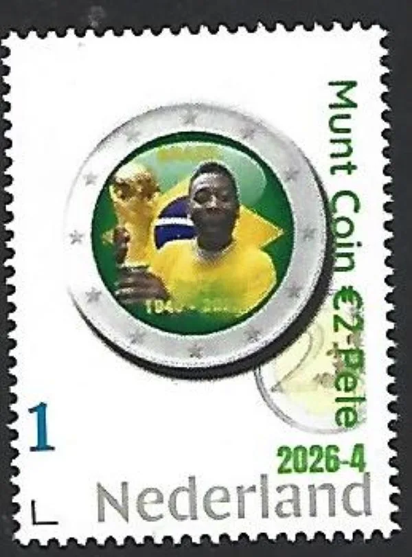 Netherlands 2026-4 Famous on coin: Pelé Soccer coin €2 MNH
