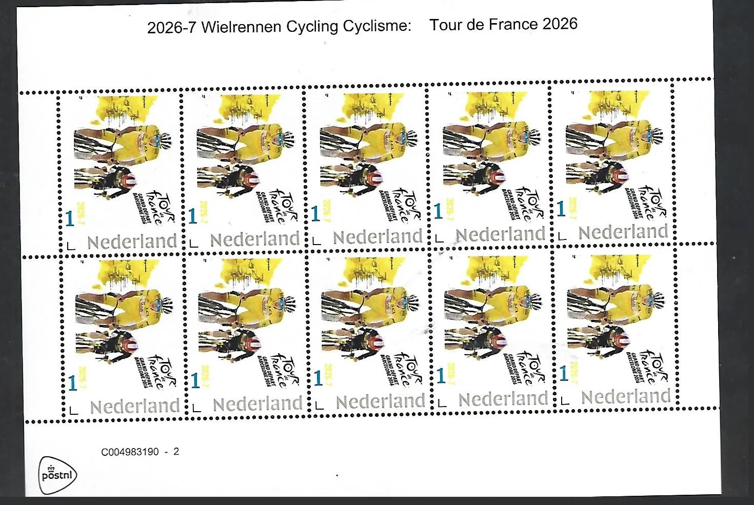 Nederland 2026-7 Wielrennen Cycling: Tour de France 2026 sheet postfris/mnh