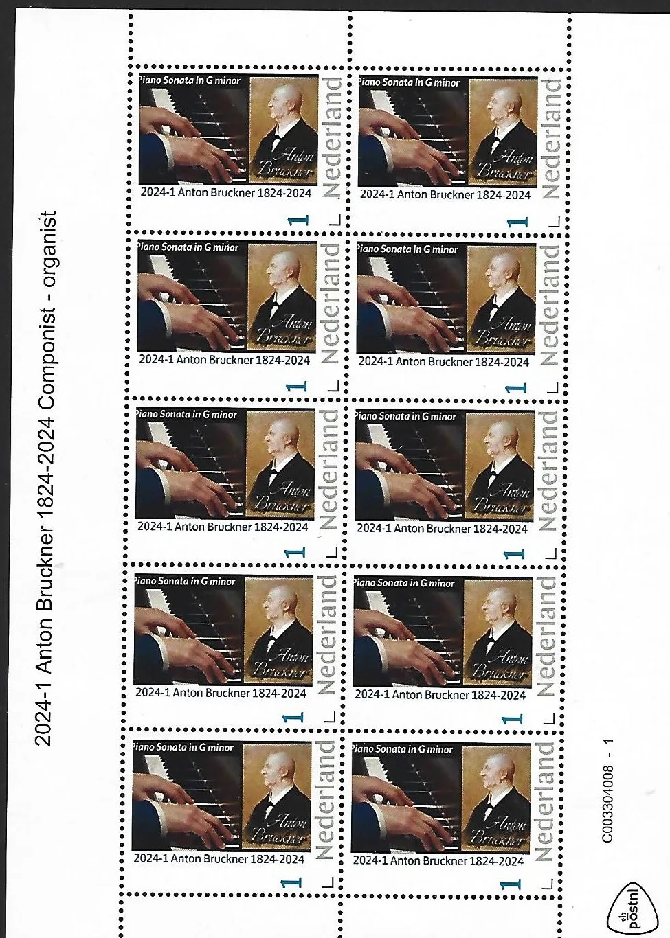 Pays-Bas 2024-1 Anton Brückner bloc de timbres neuf/mnh