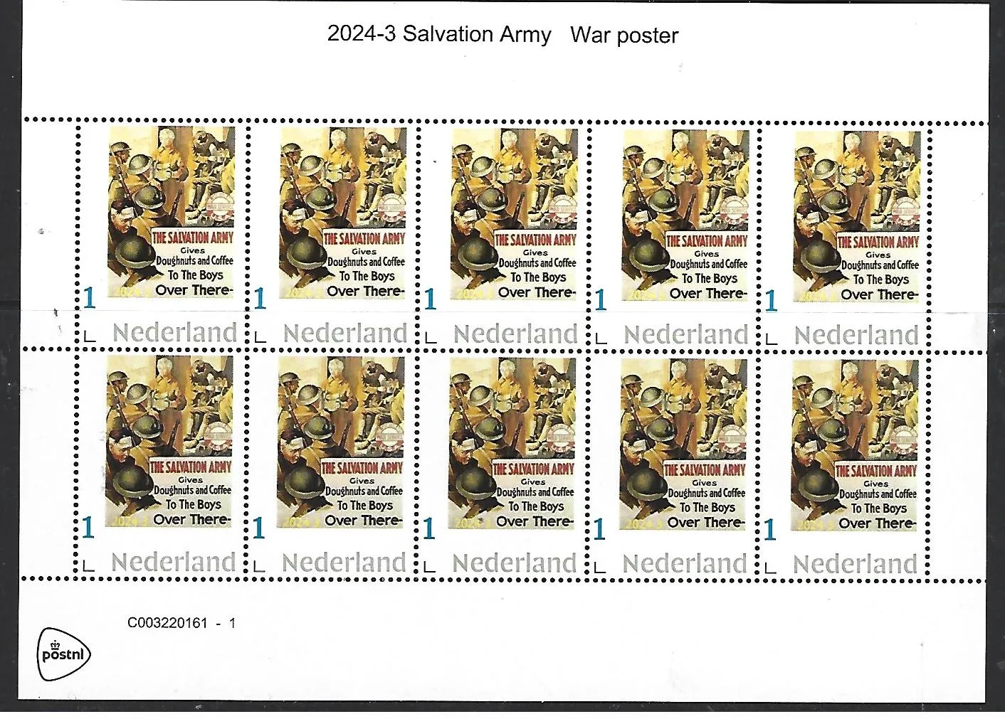Niederlande 2024-3 Leger des Heils - Heilsarmee Kriegsplakat-Folienblatt postfrisch/mnh