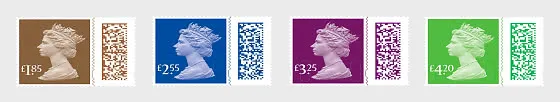 Great Britain 2022 machins Barcod defs high values 1 postfris/mnh