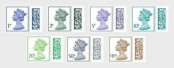 Great Britain 2022 machins Barcod defs low values postfris/mnh