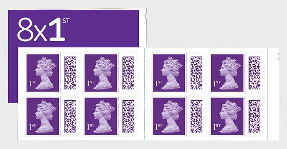 Großbritannien 2022 Machins Barcode Briefmarken Markenheftchen 8x1st violett postfrisch/mnh