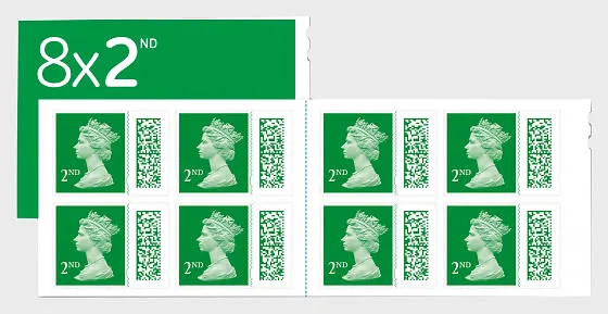 Great Britain 2022 Machins Barcode stamps booklet 8x2nd green postfris/mnh
