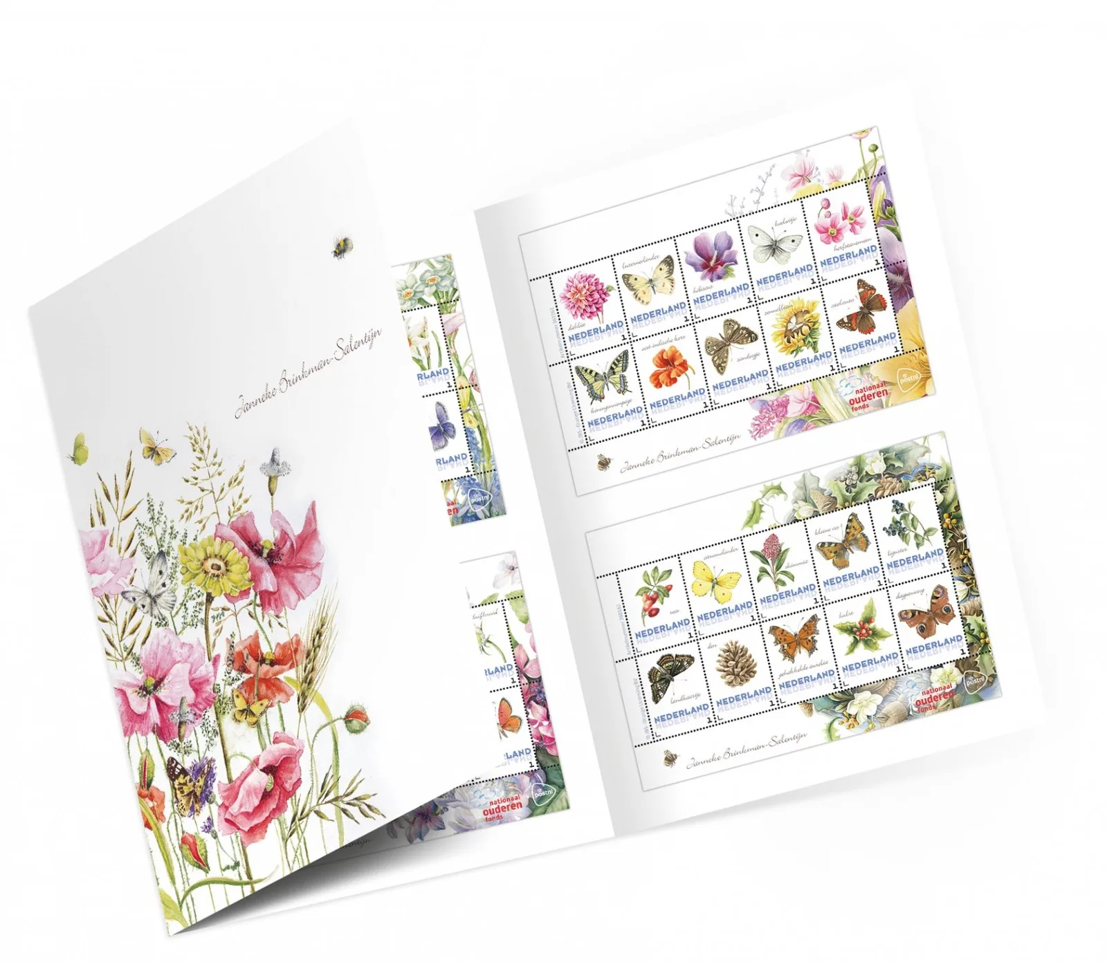 Niederlande 2016 Blumen und Schmetterlinge Satz 4 Blöcke im Album postfrisch/mnh