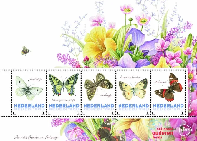 Pays-Bas 2014 Papillons 4 butterflies schmetterlinge papillon feuille postfris/mnh