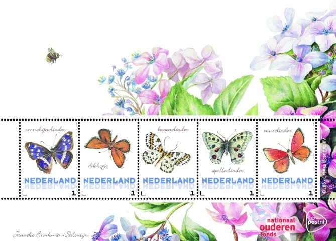 Pays-Bas 2014 Papillons 2 butterflies schmetterlinge papillon feuille neuf/mnh
