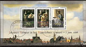1667 Johannes Vermeer-schilderijen-paintings blok/ms 1996 gestempeld