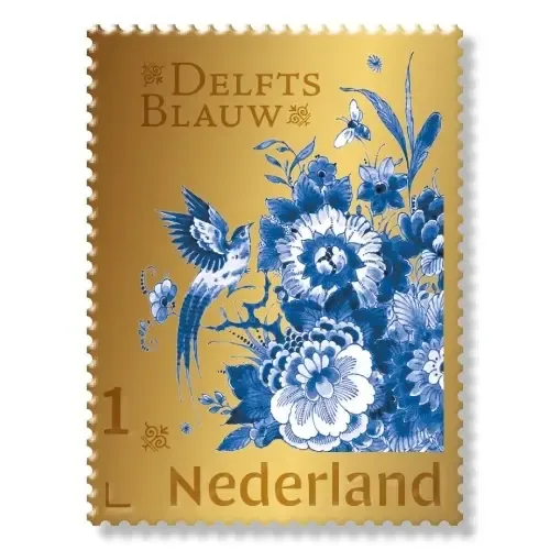 Netherlands 2026 Golden postage stamp Delft blue Ceramics spec. pack postfris/mnh