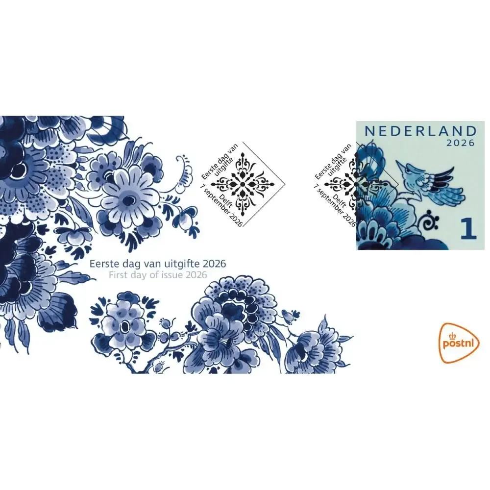 Nederland 2026 Delfts blauw Keramieke postzegel  speciaal formaat      FDC