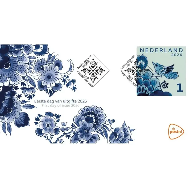 Netherlands 2026 Delft Blue Ceramic stamp special format FDC