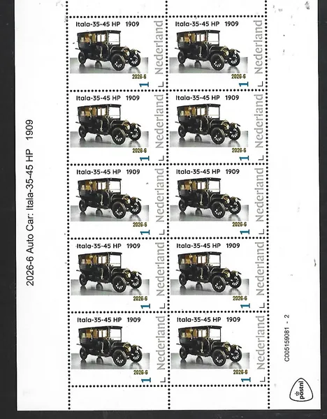 Netherlands 2026-6 Auto Car: Itala 35-45 Hp 1909   SHEETLET mnh