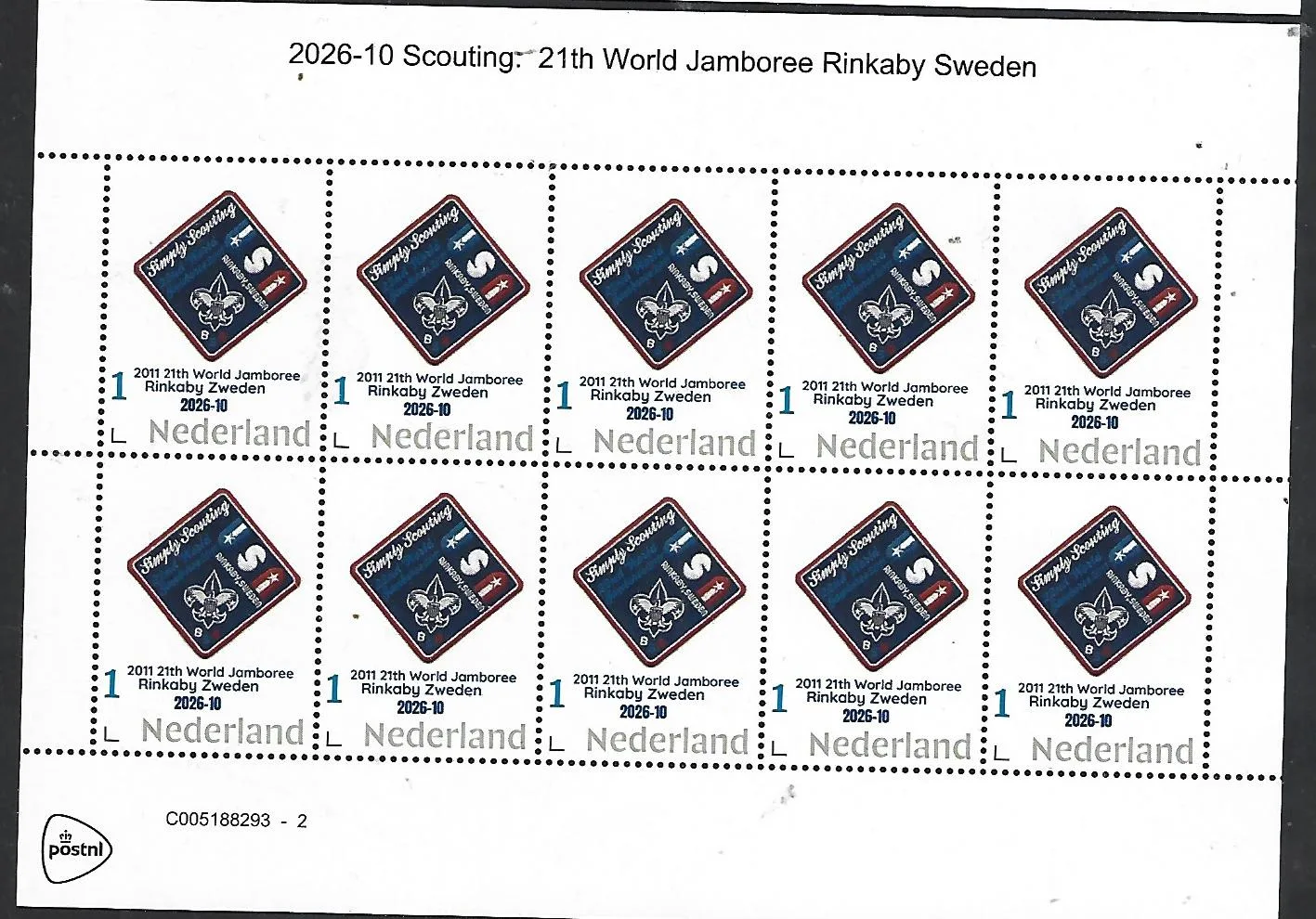 Niederlande 2026-10 Scouting: 22. Weltjamboree Rinkaby Schweden Markenheftchen postfrisch/mnh