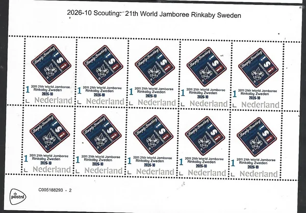 Niederlande 2026-10 Scouting: 22. Weltjamboree Rinkaby Schweden Markenheftchen postfrisch/mnh