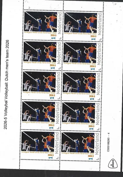 Niederlande 2026-5 Volleyball: Niederländische Herrenmannschaft 2026   Kleinbogen    postfrisch/mnh