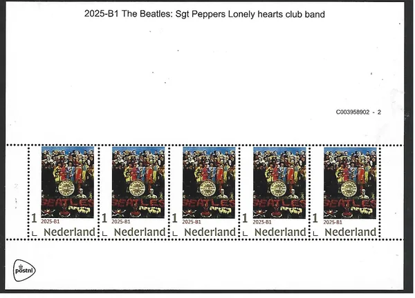 Pays-Bas 2025-B1 The Beatles Gold 1 timbre feuillet postfris