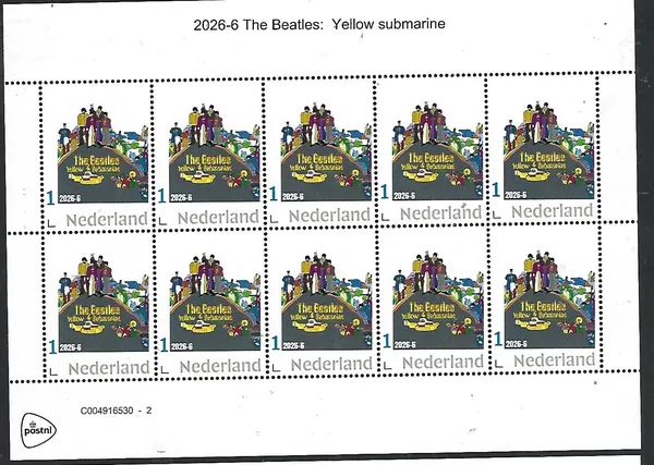 Nederland 2026-6 The Beatles: Yellow submarine  sheetlet  postfris/mnh