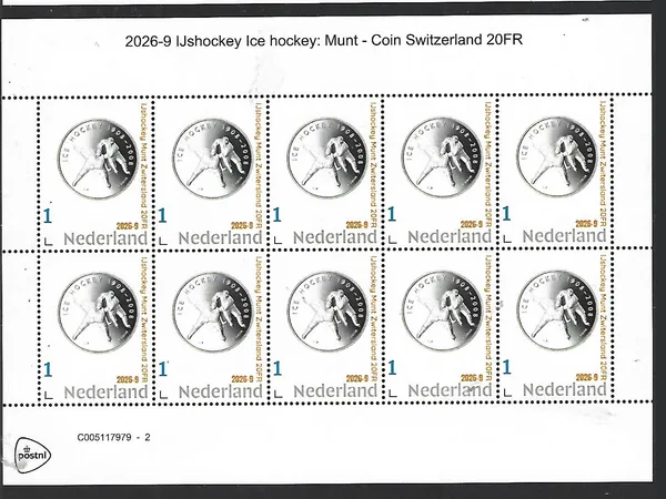 Nederland 2026-9 IJshockey:  Coin Zwitserland 20FR   postfris