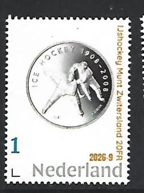 Niederlande 2026-9 Eishockey: Münze Schweiz 20FR postfrisch