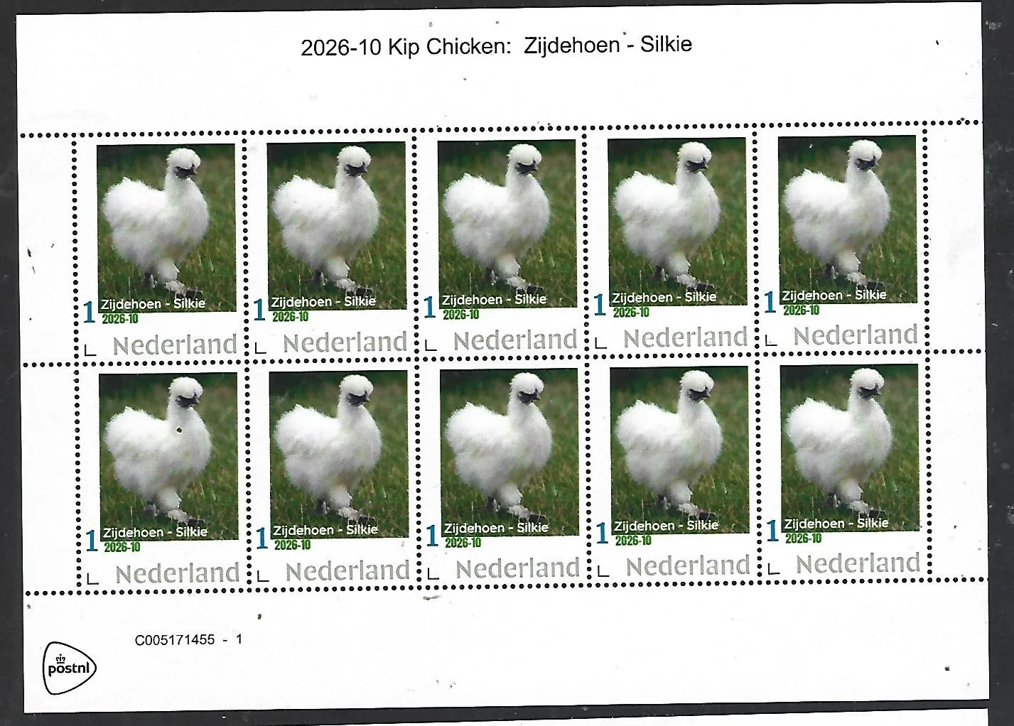 Niederlande 2026-10   Kip Chicken: Zijdehoen Silkie  Bogen   postfrisch