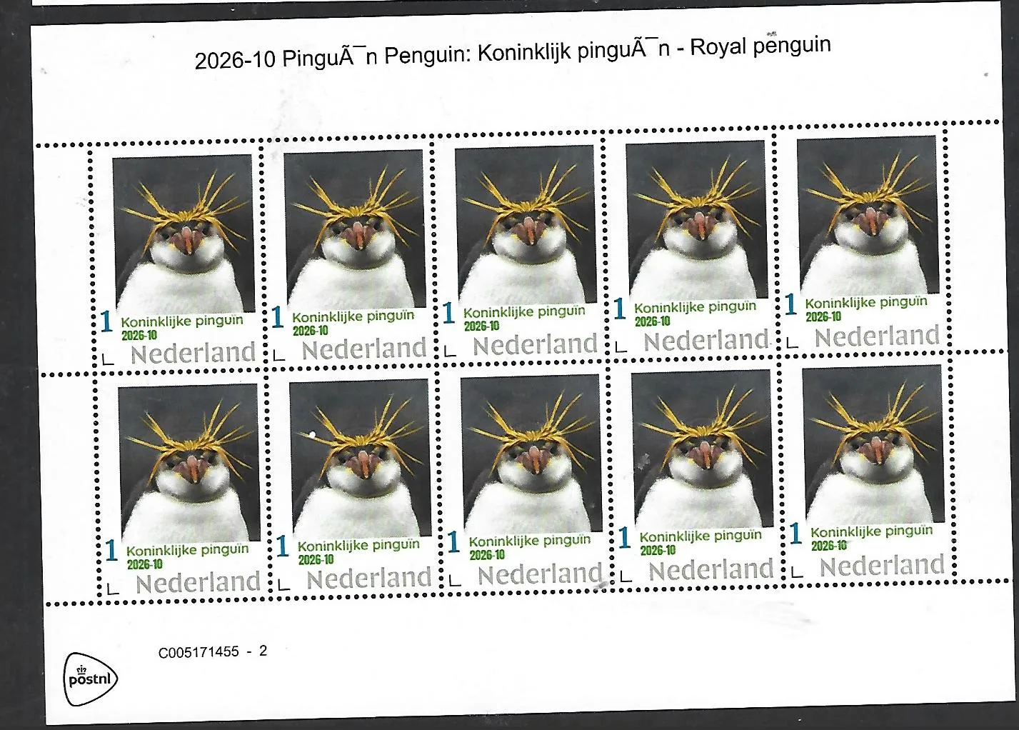 Nederland 2026-10  Pinguin Penguin: Koninklijke pinguïn Royal penguin  sheetlet postfris