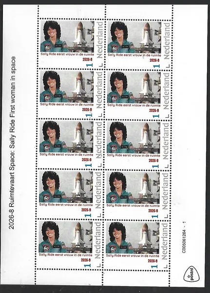 Pays-Bas 2026-8  Astronautique Space: Sally Ride 1re Américaine dans l'espace feuillet neuf sans charnière